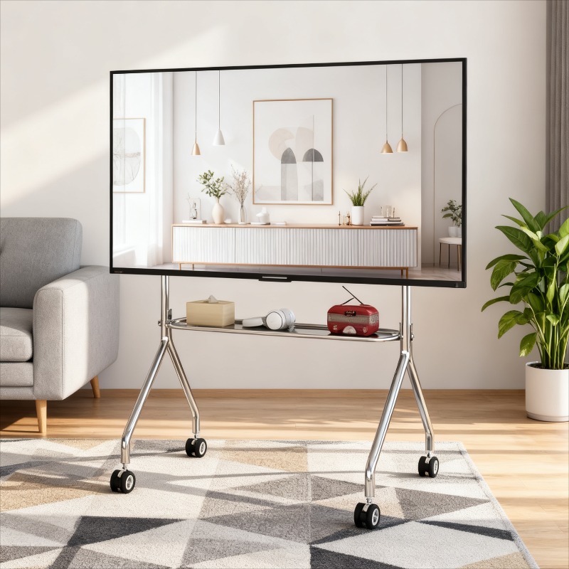Office Furniture - 多機能ステンレス製テレビスタンド 32～75インチ対応 収納付き リビングルーム ゲームルーム 映画鑑賞
