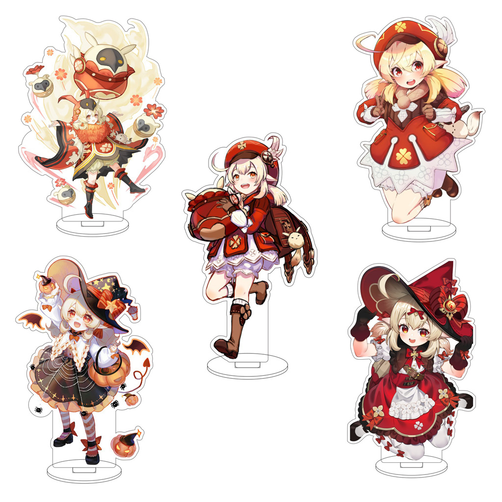 Desk Accessories - 16 センチメートルアニメ原神インパクトクレーベネッターアンバーガニューエーテルルミネコスアクリルフィギュア装飾品デスク絶妙な装飾かわいいギフト