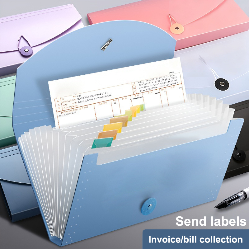 Expandable Accordion File Folder 13 Pockets - 13ポケット拡張式ファイルフォルダー、アコーディオン式書類整理ケース、領収書・請求書・チケットホルダー、PP製財布