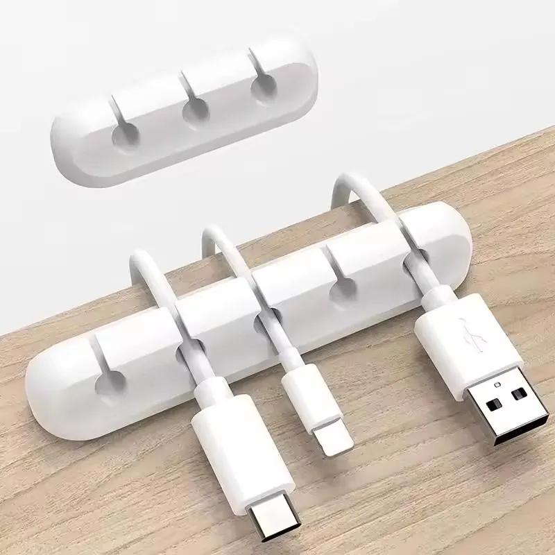 Desk Accessories - シリコン製USBケーブルオーガナイザー、USB充電ケーブル巻き取り器、デスクトップ整理クリップ、マウス・イヤホンアクセサリー用ケーブルホルダー