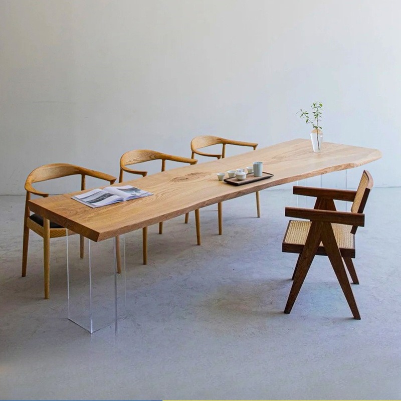 北欧無垢材アクリルフローティングテーブルモダンシンプルスタデ - Office Furniture のレビューと価格