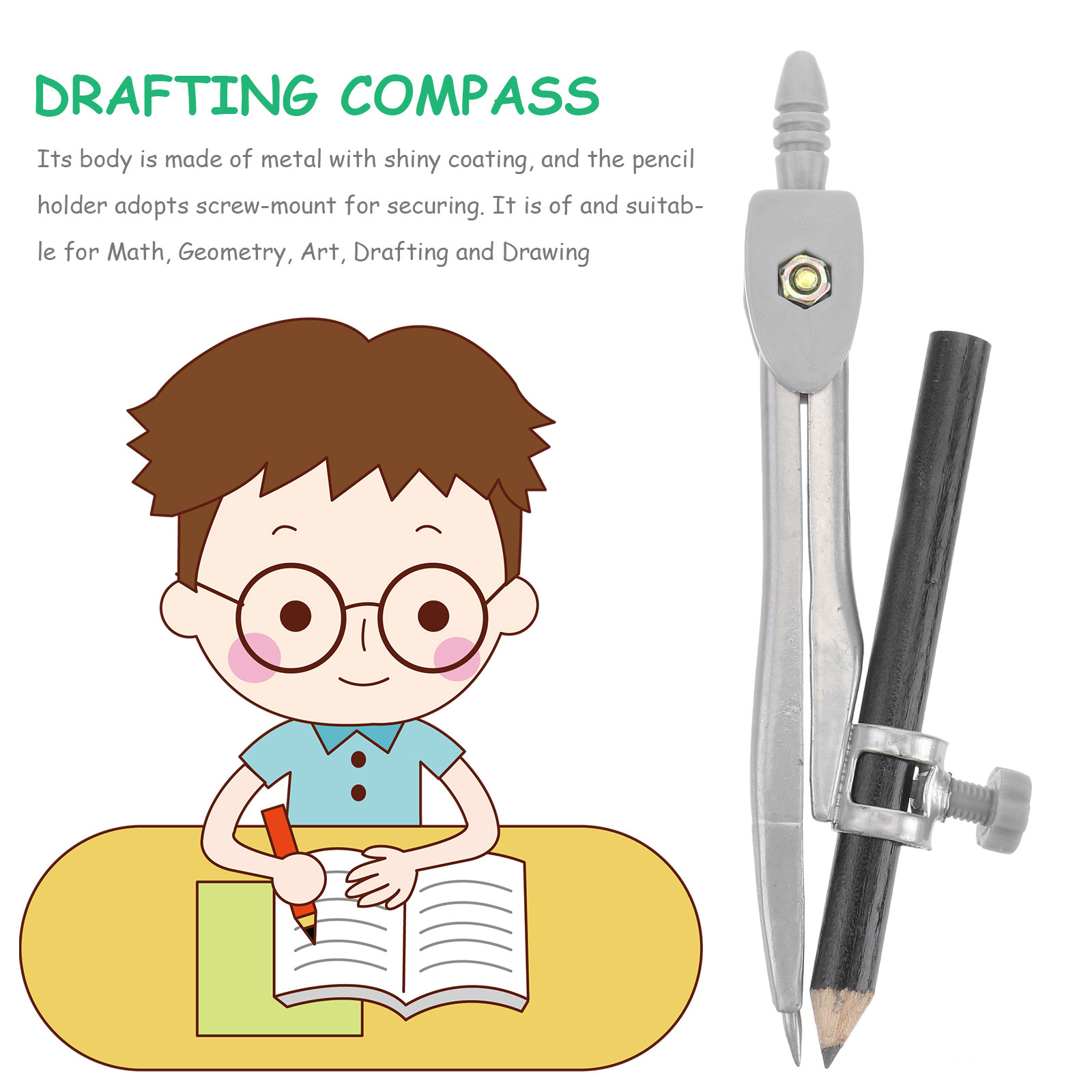 プロ仕様の金属製コンパス、製図セット、図形作図、円描画ツール - Math Geometry Set With Compass のレビューと価格