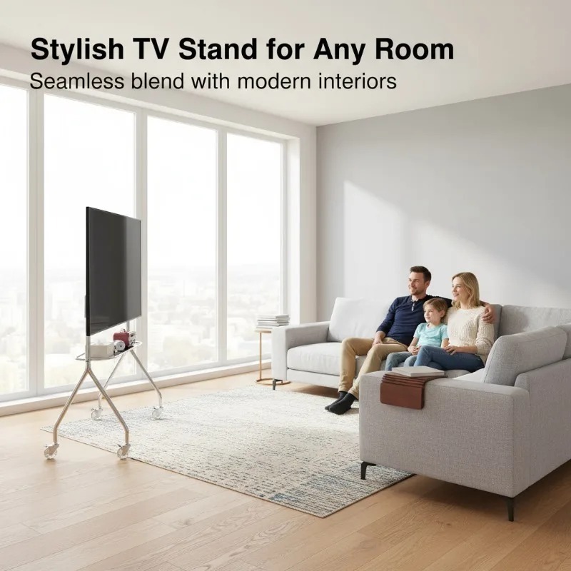多機能ステンレス製テレビスタンド 32～75インチ対応 収納 - Office Furniture のレビューと価格