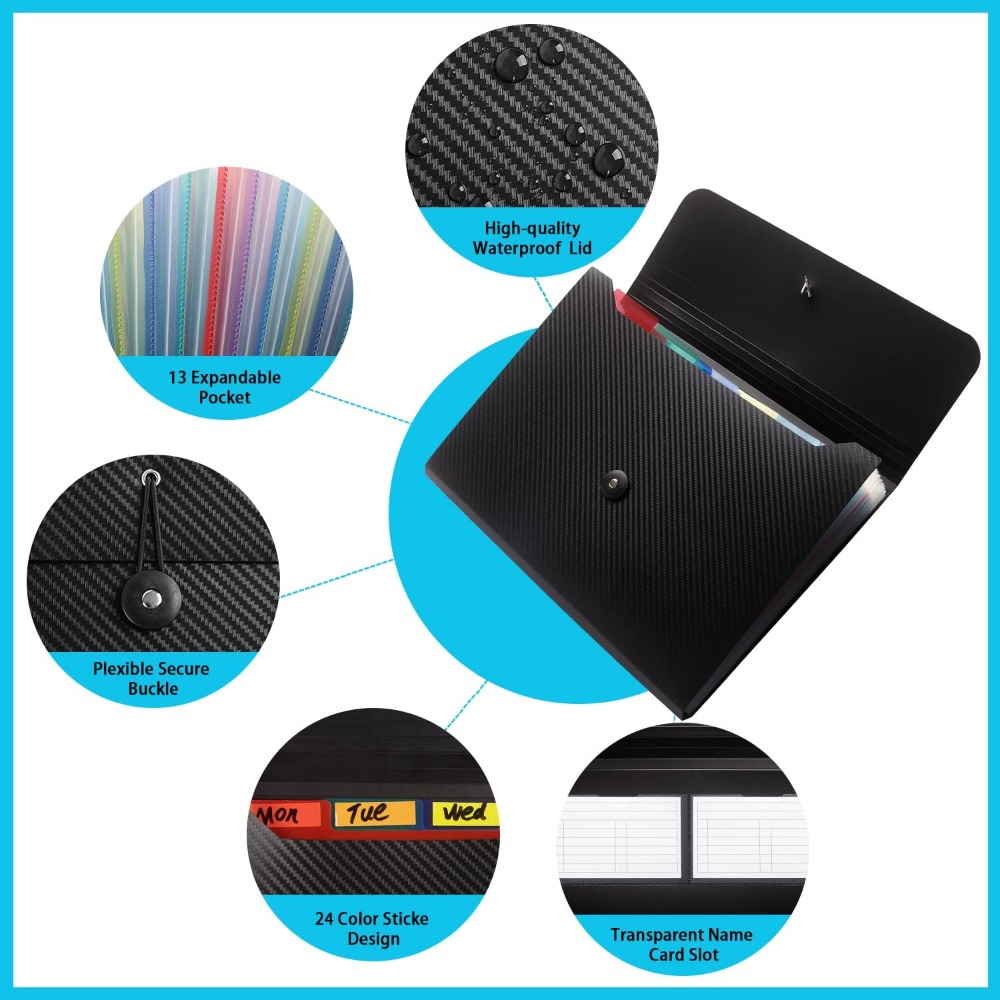 13ポケット拡張ファイルフォルダーオーガナイザー、ポリプロピ - Expandable Accordion File Folder 13 Pockets のレビューと価格