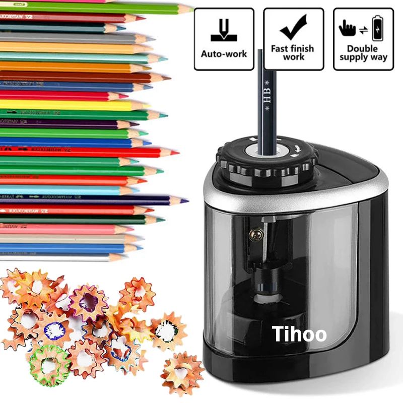 電動鉛筆削り機。自動で、電池式。らせん状の刃で、2号カラー鉛 - Electric Pencil Sharpener Usb のレビューと価格