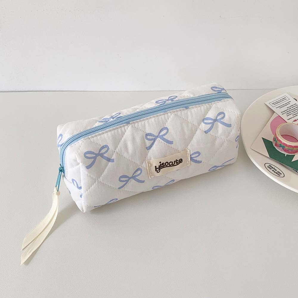 リボン付き文房具バッグ デスクトップ収納 大容量 韓国風ペン - Aesthetic Large Pencil Case Pouch のレビューと価格
